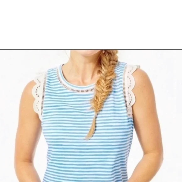 Lilly Pulitzer Agee Dress Blue White Stripe
Sleeveless Eyelet Lace Dress Sz XL - Picture 4 of 6